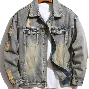 Meilleures tendances de veste en jean pour hommes Distressed Vintage Stylish and Durable Versatilité Maîtriser le look Vestes en jean pour hommes - Product Image 1