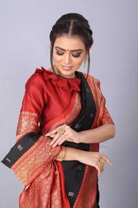 High Quality Heavy Jacquard Silk <b>Saree</b> <b>Purple</b> Sky Blue Border Golden Big Jacquard Weaving Bollywood Viscose for Summer Winter - Product Image 3