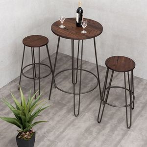 Fancy Decorative Home <b>Bar</b> Furniture Wood Top Metal Base Drink <b>Table</b> Chairs for <b>Kitchen</b> Pub or Club Decorative Supplies - Product Image 4