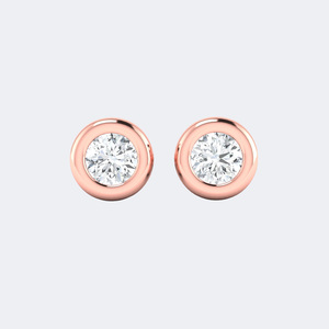 Pendientes de Diamantes Redondos de 0.25CTW con Engaste de Bisel, Oro de 14k, Diamantes Cultivados en Laboratorio, Color D, VVS, Joyería Minimalista para Mujer, Par - Product Image 5