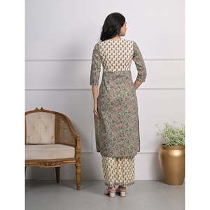 Green Cotton <b>Block</b> <b>Printed</b> Salwar Kameez Pant Set of 2 Elegant <b>Printed</b> Cotton Clothing - Product Image 5