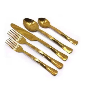 Ensemble de couverts en or à tête ronde avec manche en émail blanc, couverts élégants pour mariage, fête, table à manger, cuisine, essentiels pour la maison - Product Image 2