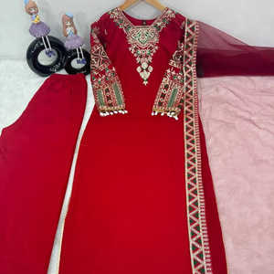 Broderie lourde Work Party Wear Kurta Bottom et Dupatta-Vêtements indiens et pakistanais - Product Image 1