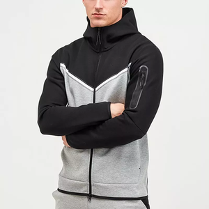 Tenues de jogging de couleur unie en coton épais OEM Tenue de sport en polaire technique Tenue de course personnalisée pour l'extérieur, ensembles sweat à capuche et pantalons pour hommes - Product Image 6