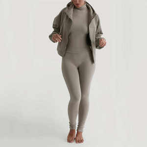 Sweat à capuche zippé respirant anti-boulochage hiver 100% coton pour femme Logo personnalisable sur le devant - Product Image 3