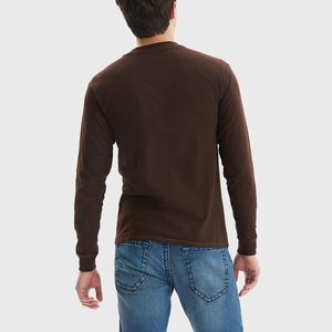 Col rond avec bouton T-shirt de taille normale logo graphique à impression personnalisée Manches longues Polyester Uni Microfibre vierge à séchage rapide - Product Image 5