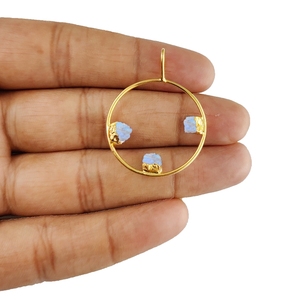 Rainbow Moonstone 30mm Plated Raw Gemstone 18K Diamond Plating Joyería al por mayor Collares Pendientes Fabricación de diseños personalizados - Product Image 2