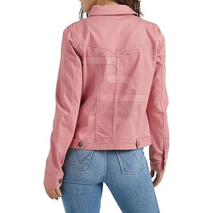 Chaqueta vaquera recortada corta informal de Invierno para mujer, cuello levantado, algodón tejido transpirable, logotipo personalizado, alta calidad, venta en línea - Product Image 2