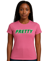 Camiseta de Verano para Mujer, Color Rosa Verde, Informal, Ecológica, 100% Algodón, con Cuentas, Borlas y Diamantes, Transpirable, de Secado Rápido y Antiarrugas