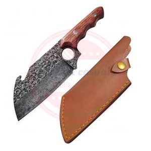 Top Selling Handmade High Carbon Stainless Steel Cleaver Chef <b>Boning</b> <b>Knife</b> With Wood <b>Handle</b> With Leather Cover - Product Image 5