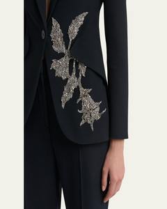 Abrigo de Moda Casual de Manga Larga con Botón Único, Bordado con Cuentas de Estilo Industrial Pesado, Ecológico y de Lujo para Bodas - Product Image 1