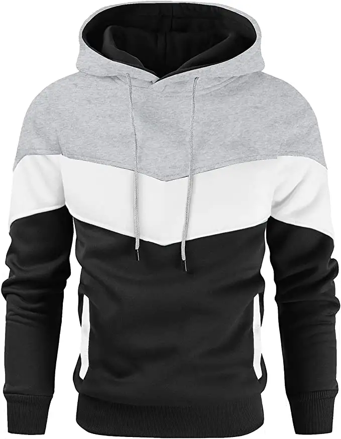Men'S Fashion Hoodies Men's Novelty Color Block Pullover Fleece Hoodie Long Sleeve Casual Sweatshirt with Pocket Fashion