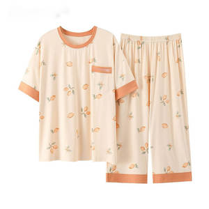 100% Cotton Corduroy Breathable Pajamas Set Short-sleeved <b>Trousers</b> 2 Pcs Simple Casual Home Wear Suits Sleepwear Nightwear - Product Image 6