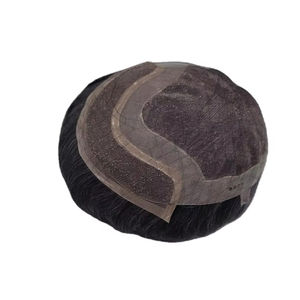 Peluca de Cabello Humano con Encaje Frontal Mono, Cabello Chino Virgen Remy, Parches de Cabello, Lacio Rizado, Ondulado Profundo, 1b+gris - Product Image 6