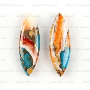 เปลือกหอยมุกธรรมชาติเรียบเนียน ประดับด้วยควอตซ์สีทองแดง ขนาด 10x35 มม. รูปทรงบริโอเล็ต ทรงมาร์คีส์ สำหรับทำเครื่องประดับ - Product Image 3