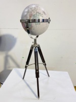 Globe terrestre nautique coloré de 12 pouces avec support en bois tourné, design Art Déco, globe terrestre éducatif, cadeau