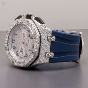 Stylish Hip Hop Statement <b>Wristwatch</b> Iced Out Chronograph Watch Lab Grown Diamond Watch - Product Image 6
