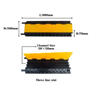 Rubber 2 Channels Freemotion Cable Cross Road Safety Equipment Heavy Duty Cable Ramp