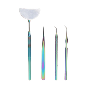 ชุดแหนบต่อขนตาสแตนเลสหลากสี4ชิ้นชุดอุปกรณ์เสริมความงามแบบใหม่ออกแบบโลโก้ได้ตามต้องการแบบ2025ได้ตามต้องการ - Product Image 1