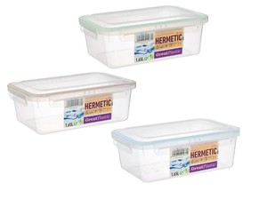 Contenitore rettangolare in plastica con coperchio 1,65L con chiusura Bi-Mateira Plastic (1437) - Product Image 1