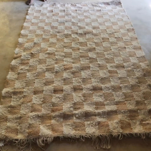 พรมปอกระเจาขนสัตว์สีเบจสีน้ำตาลพรมปูพื้นแบบเรียบลายสก๊อตแบบทันสมัย | ซักได้พรมปูพื้น - Product Image 1