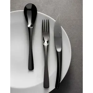 欧洲环保皇家刀叉和勺子黑色餐具套装黑色电镀餐具套装叉子勺子刀餐具钢