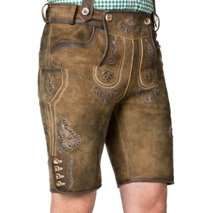 High Quality Customized Printed Lederhosen Leather Embroidered <b>Shorts</b> High Street Wear with OEM Service - Product Image 4