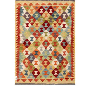 Alfombra Kilim de Maimana, Afganistán, 138 x 98 cm, Alfombras y Juegos de Alfombras - Product Image 1