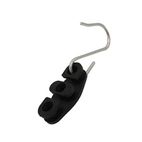 Penjepit Kabel Drop Wire FTTH Tipe S Hitam dari Baja Anti Karat dengan Pelindung UV, Penjepit Wedge Anchor untuk Aksesoris Kabel Fiber Optik ADSS