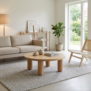 โต๊ะกาแฟทรงกลมไม้โอ๊คสไตล์โมเดิร์นจาก MT Furniture พร้อมการตกแต่งแบบธรรมชาติ รับประกัน 3 ปี รุ่น IDCBCF-142 สำหรับห้องนั่งเล่น เฟอร์นิเจอร์ตกแต่งบ้าน - Product Image 5
