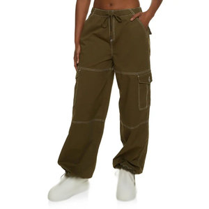 Pantalons cargo à taille élastique pour femmes, pantalons utilitaires amples, streetwear, approvisionnement en vrac - Product Image 4