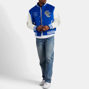 <b>Rhinestones</b> Logo Street Style Varsity <b>Jacket</b> for Men's Embroidered Letters Stand Collar Outerwear Varsity Letterman <b>Jacket</b> - Product Image 3