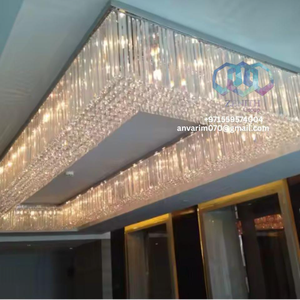 Modern Luxury LED Ceiling <b>Chandelier</b> Rectangle <b>Crystal</b> AC for Hotel Villa Lighting UAE Saudi Arabia Qatar Kuwait Oman Bahrain - Product Image 2