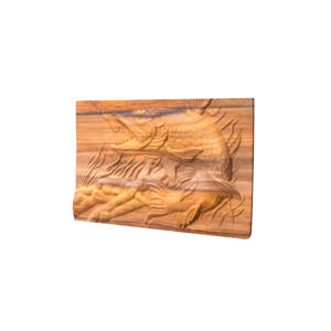 Sculpture de poisson en bois naturel Décoration murale en bois de teck avec finition naturelle Image Art mural pour la maison Tenture murale - Product Image 3