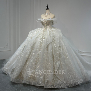 Vestido de Novia de Gala Personalizable Xs266 Sweetheart con Hombros Descubiertos, Espalda Descubierta, Bordado de Cristales y Cola Capilla - Product Image 5