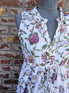 Vestido indio de algodón con estampado de bloque de mano, túnicas de algodón 100% con decoración de borlas, vestido informal de longitud máxima bordado - Product Image 6