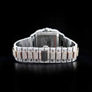 High-End Luxury Bling Full Diamond Analog <b>Watch</b> VVS Moissanite Hip Hop Iced Stainless Steel New Antique Sport Style Indian - Product Image 3