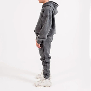 Conjuntos Deportivos Unisex de Algodón 100% Transpirable, Lavado Ácido, Efecto Desgastado, 280 g/m², Ecológicos, para Invierno, Corte Regular, Sudadera con Capucha y Pantalones Deportivos, Venta al Por Mayor - Product Image 3