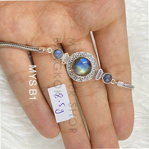 <b>Labradorite</b> <b>Bracelet</b> Original Handmade Silver Chain <b>Bracelet</b> With Natural Gemstone 925 Stamped Silver Wholesale Jewelry - Product Image 3