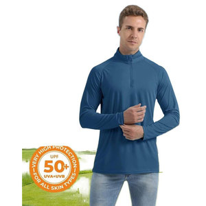 Venta al por mayor 1/4 cremallera pesca Golf correr polos de secado rápido hombres cuarto pulóver activo camisas de manga larga - Product Image 2