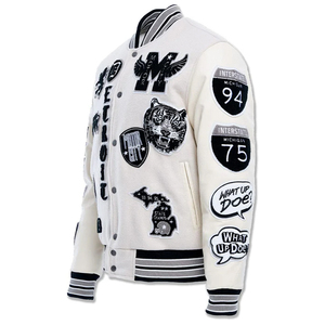 Chenille personnalisé Patch broderie Letterman veste 100% laine Vintage coloré Bomber Baseball Varsities veste pour hommes - Product Image 3