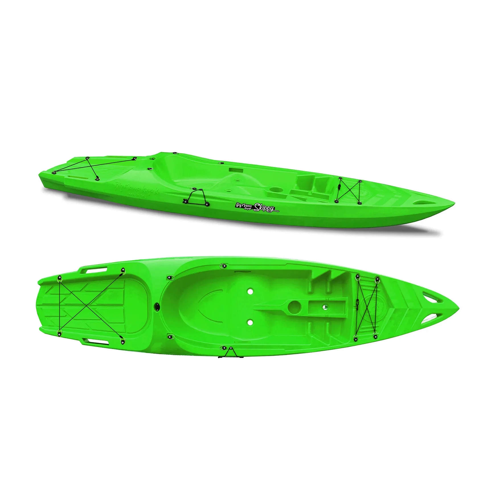 Made in Italy sit on top Kayak per una persona e un bambino 10ft Skippy BigMama Kayak kayak in polietilene-colore verde
