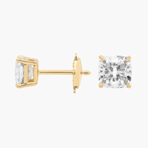 Boucles d'oreilles clous en diamant de laboratoire taille oreiller, 2,00 carats, en or massif 14 carats, cadeau d'anniversaire de mariage - Product Image 2