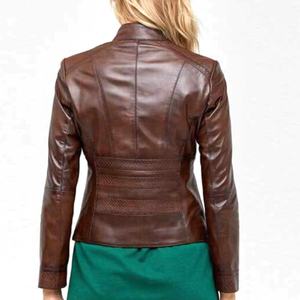 Chaquetas de algodón transpirables de moda estilo piel de oveja auténtica para mujer, color marrón, venta al por mayor - Product Image 2