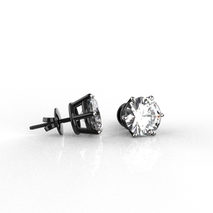 Avarta 92.5 Sterling <b>Silver</b> 2 Carat Solitaire <b>Stud</b> Earrings Fine Jewellery with Black Polish - Product Image 2