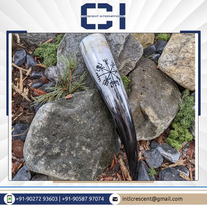 ฮอร์นเบียร์ธรรมชาติสลักขนาดใหญ่งานฝีมือขัดเงาสไตล์ไวกิ้งแท้ออกแบบโดยผู้นำ - Product Image 4