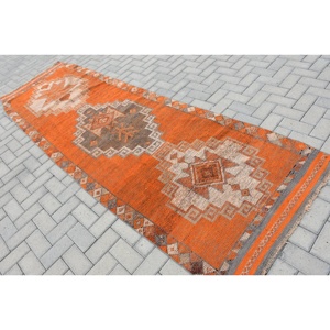 Alfombra de algas marinas Vintage, naranja y beige, 3,4x10,7 pies, alfombras rectangulares de retazos turcos para el hogar, sala de estar, área grande, decoración de pasillo - Product Image 4