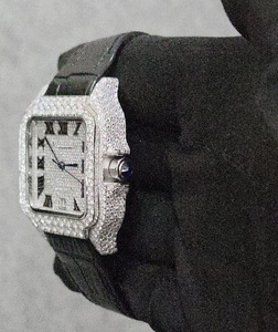 <b>Customized</b> Square Men's Hip Hop <b>Watch</b> Stainless Steel Cut Moissanite Diamond Unique Analog Glass Fashionable Leather Belt - Product Image 4