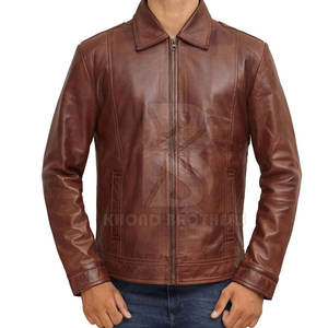 Veste en cuir de peau de vache de haute qualité pour hommes col montant Durable coupe-vent Offres Spéciales meilleur Design vêtements prix compétitif - Product Image 1