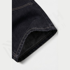 Men's New Solid Customized Color Denim Straight Leg Pants Casual Loose High Waist <b>Elastic</b> Trousers Winter Embroidered Technics - Product Image 6